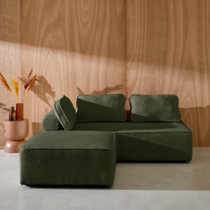 Ensemble chauffeuses pour canapé modulable 3 places bouclette kaki - Bao