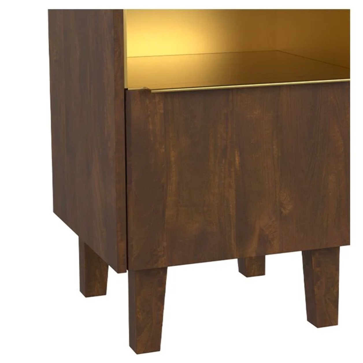 Table de chevet en bois et métal, 1 tiroir et 1 porte - Taiko