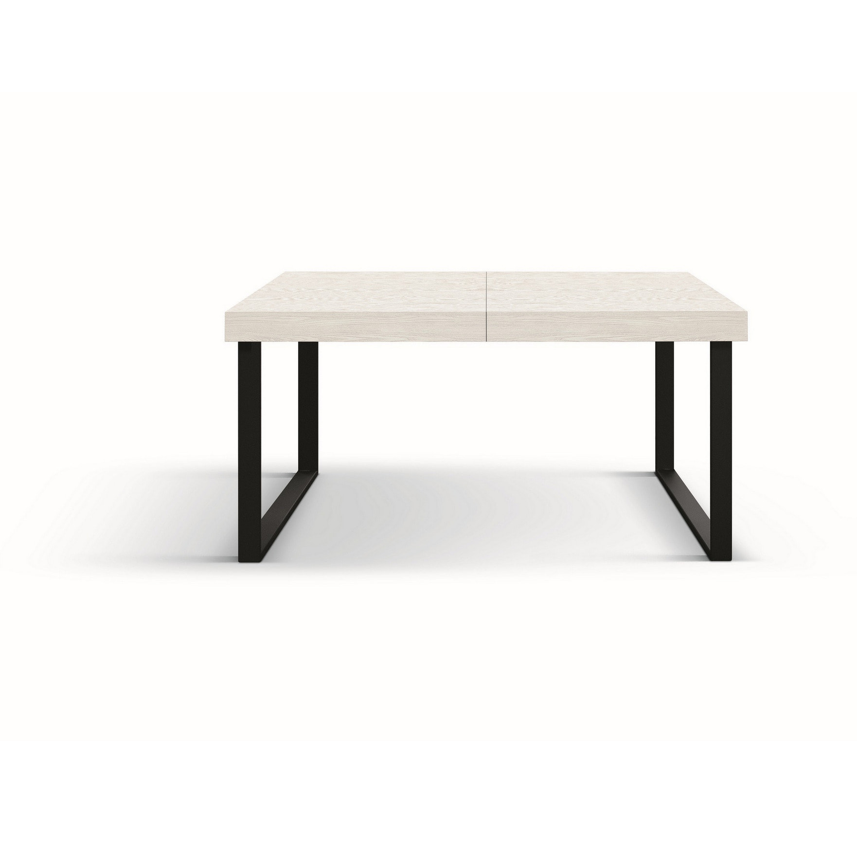 Tavolo CINQUALE in legno, finitura bianco frassinato con gambe in metallo antracite, allungabile 140×90 cm – 220×90 cm