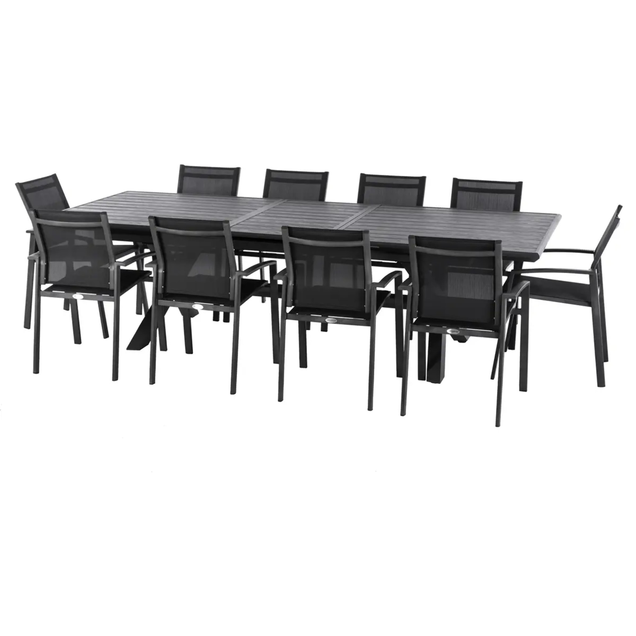 Table de jardin extensible "Axiome" ardoise granitée 10 places en aluminium traité époxy