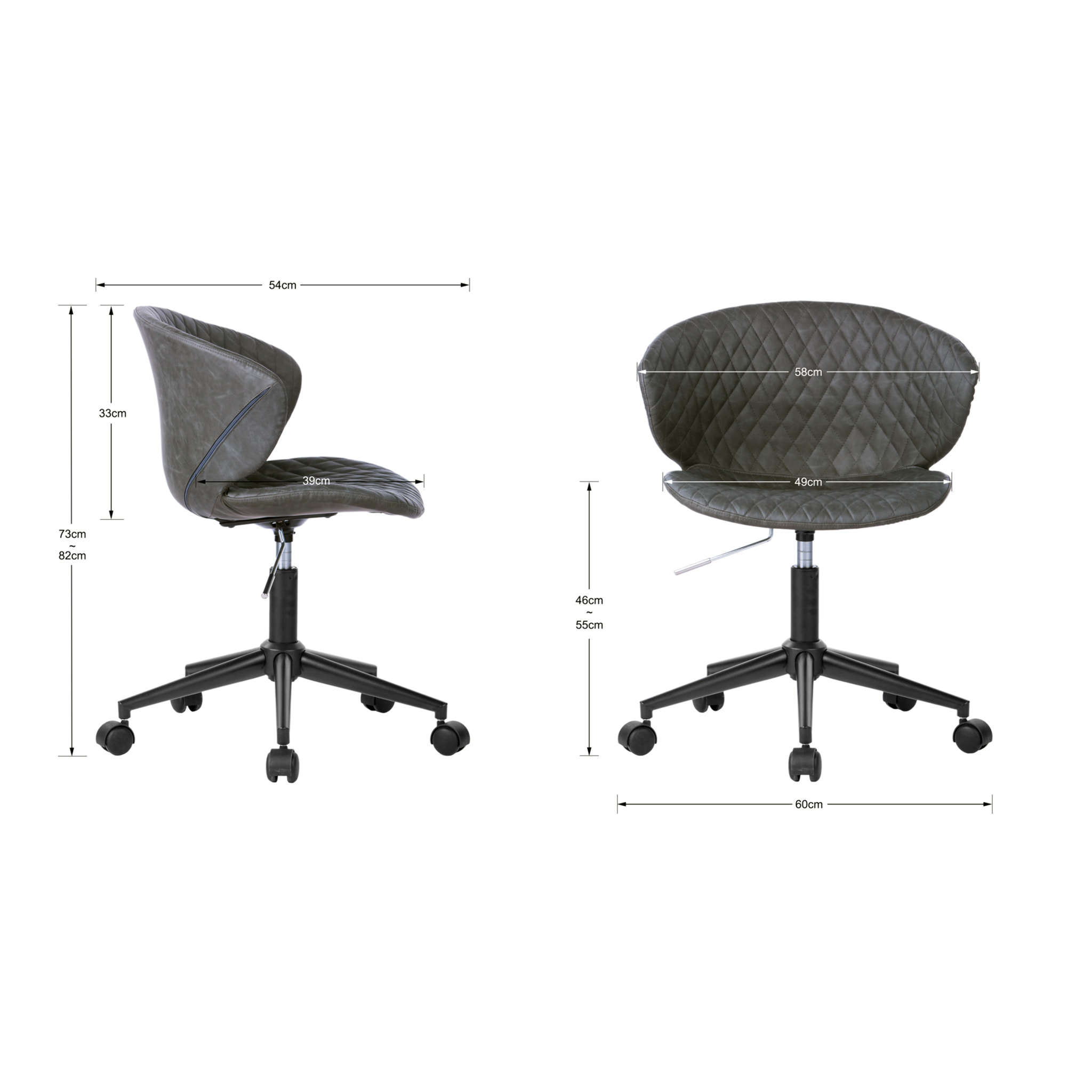Silla de estudio Zoe polipiel gris 82x60x54 cm