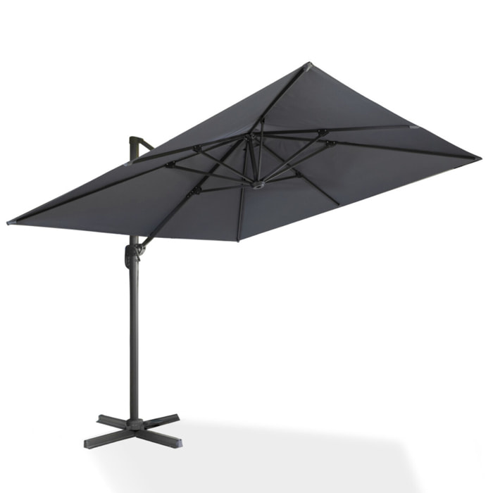 Parasol Sombra 360° carré avec housse de protection - Gris