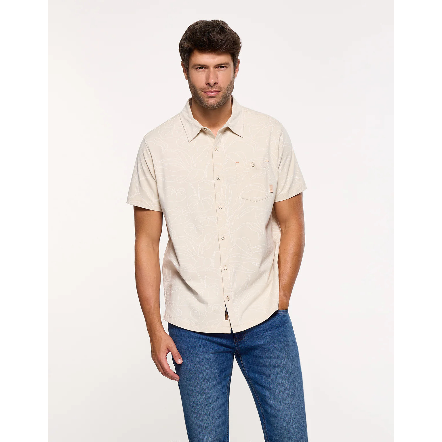 Camisa Manga Corta Beige - Paigeon