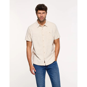 Camisa Manga Corta Beige - Paigeon