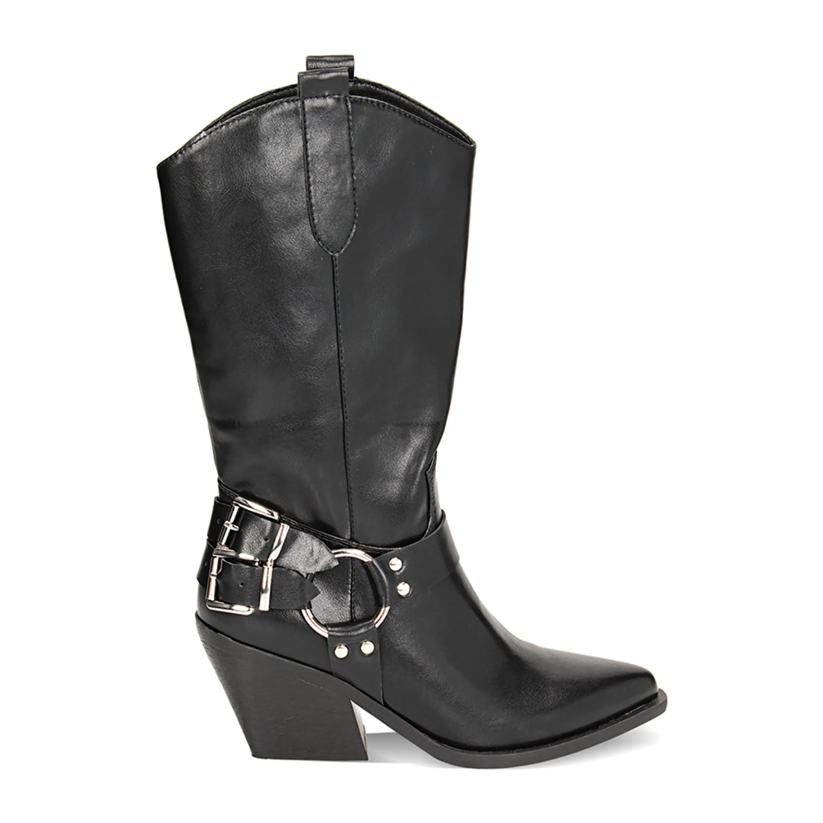 Botas vaqueras negras con hebillas