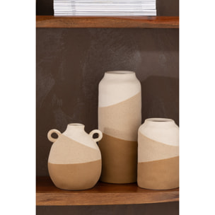 J-Line Vase Cylindre Ceramique Beige/Marron Clair Large