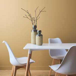 Table à manger rectangulaire bois 120cm blanc - Hedvig - 4 chaises. 4 places. scandinave. pieds bois