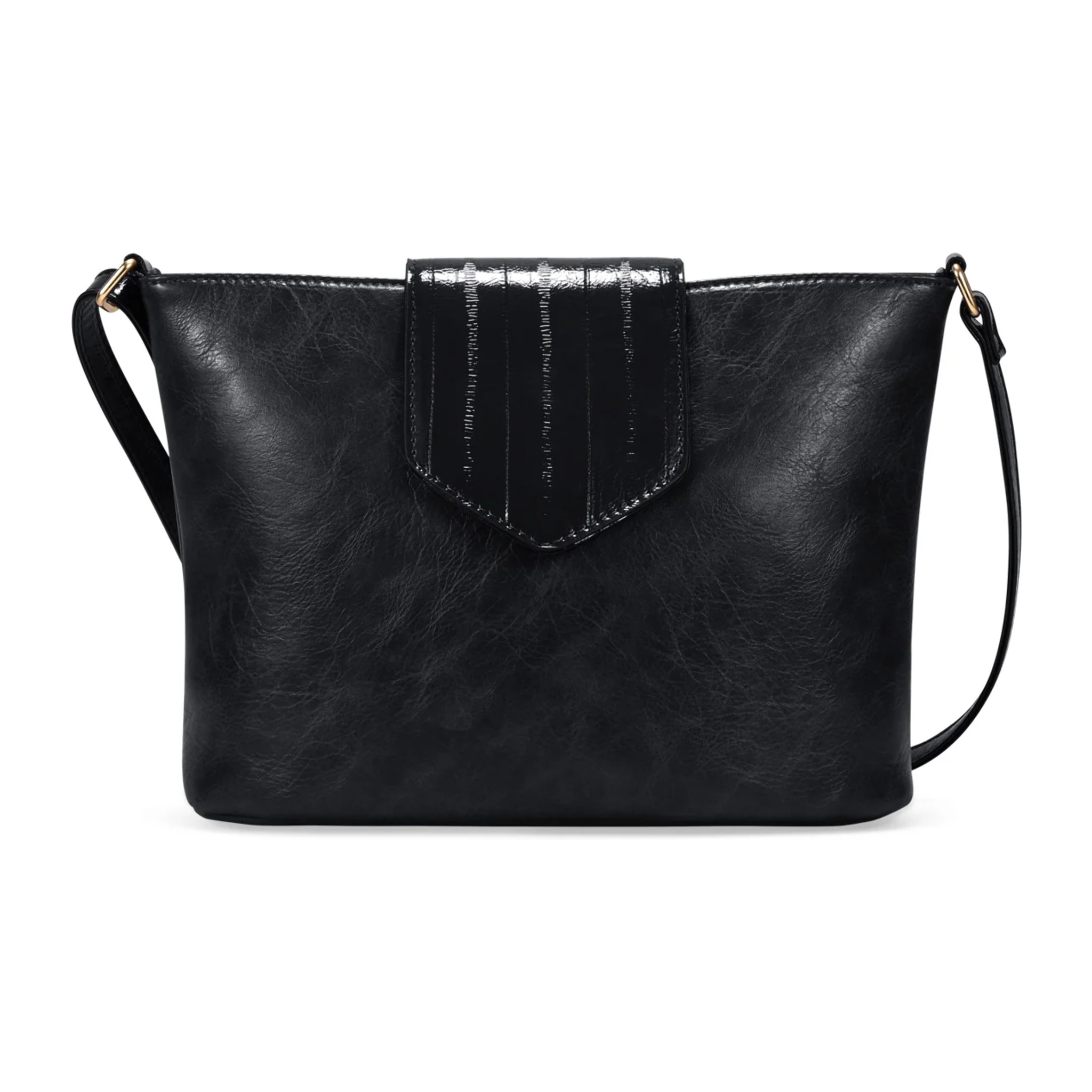 Bolso bandolera negro con solapa