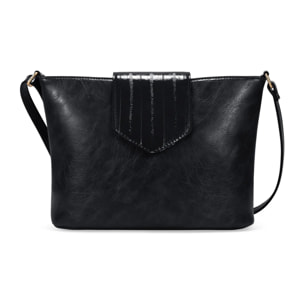 Bolso bandolera negro con solapa