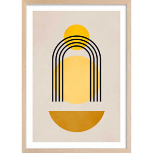 Affiche dessin abstrait ""Bauhaus n°5"" Affiche + cadre en bois - Chêne