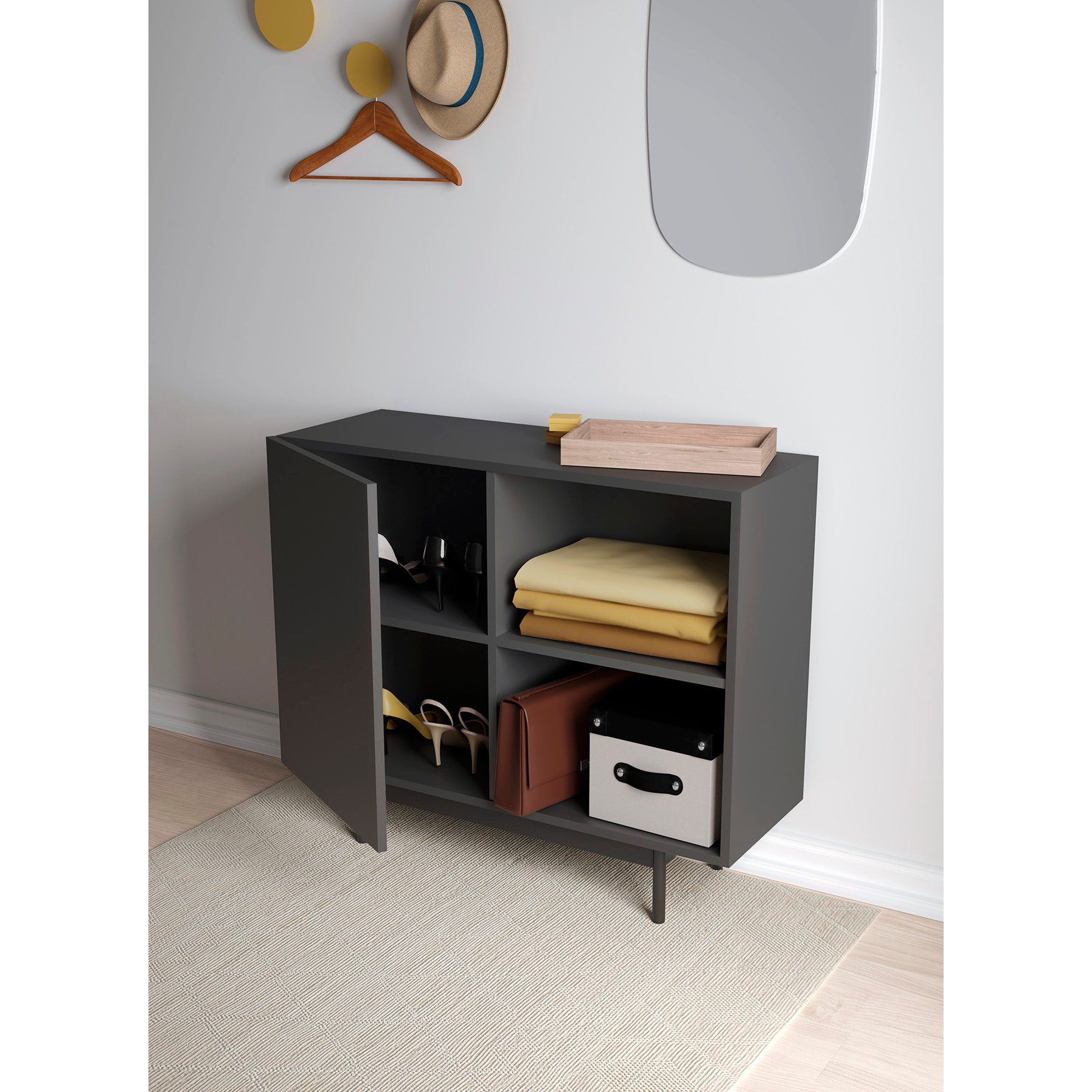 Aparador 1 puerta Printed grafito 78x90x34 cm
