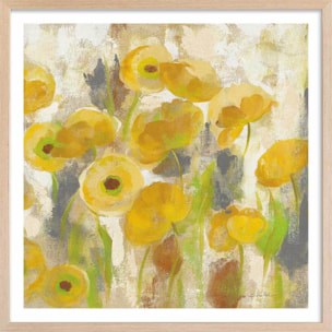 Poster boutons d'or Affiche + cadre en bois - Chêne