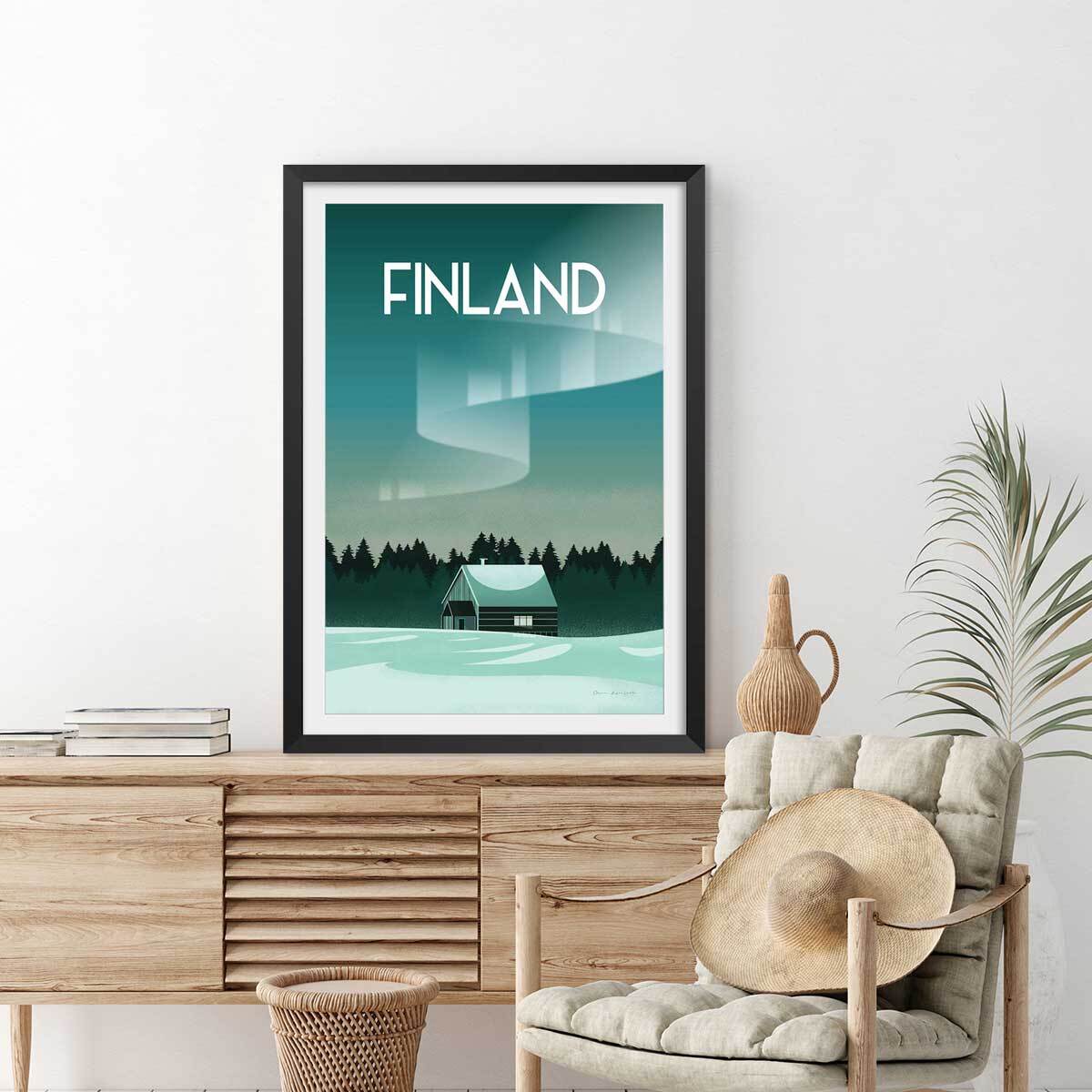 Affiche voyage laponie finlandaise Affiche seule