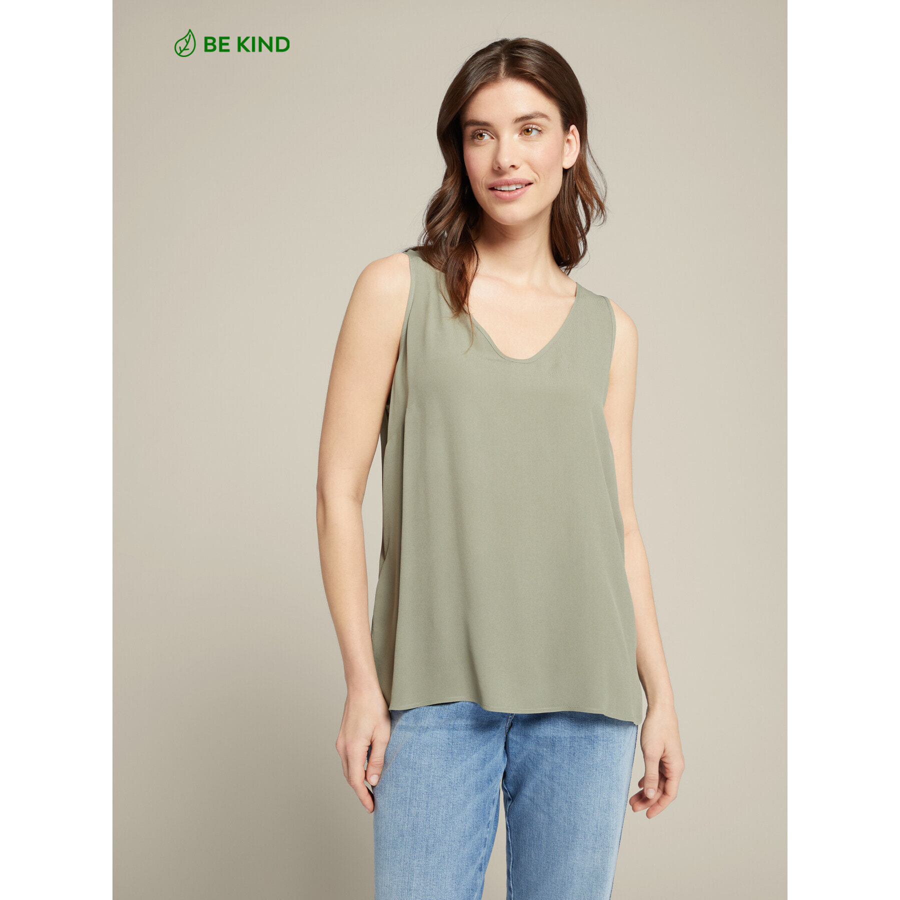 Elena Mirò - Top en crepé chino de viscosa ecológica - Verde