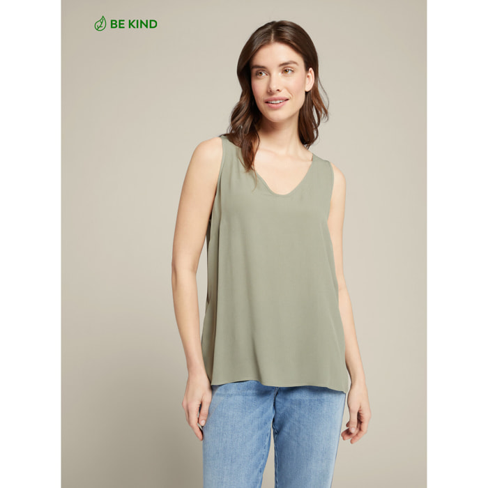 Elena Mirò - Top en crepé chino de viscosa ecológica - Verde