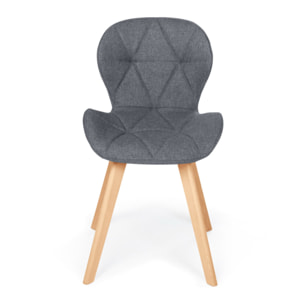 Chaises Gatsby en tissu et pieds bois - Gris