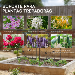 Juego de 2 Enrejados de Jardín Soportes para Plantas Trepadoras con Marco Metálico para Frutas Verduras Flores Decoración Exterior Patio Terraza 38x98 cm Negro
