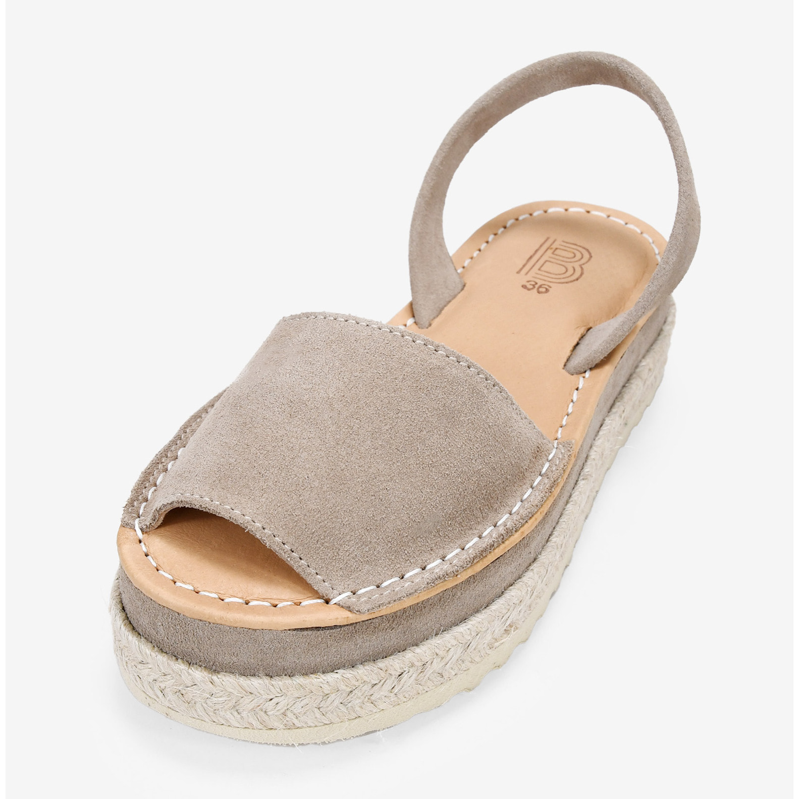 Alpargatas piedra en piel con esparto