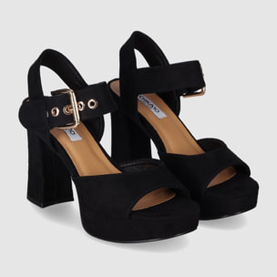 Sandalias de Tejido - Negro - Tacón: 10 cm