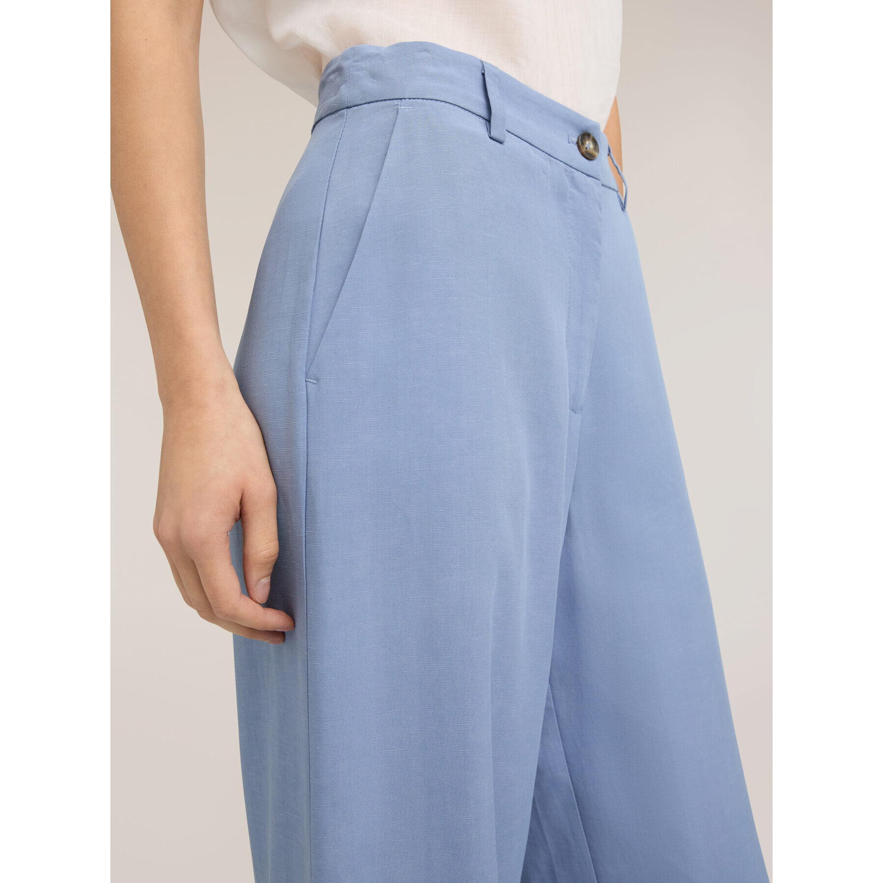Motivi - Pantaloni palazzo in misto lino - Azzurro