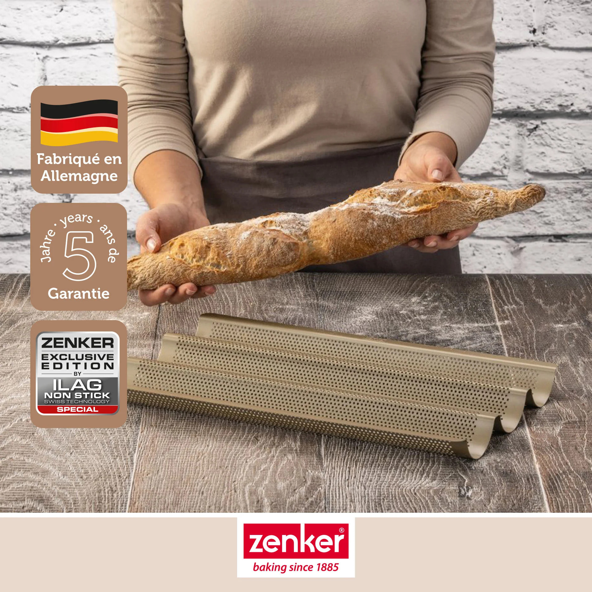 Moule à baguette 3 empreintes 38 x 27 cm Zenker Mojave Gold