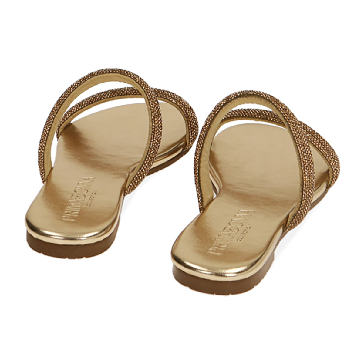Sandalias planas de oro