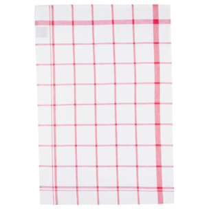 Lot de 2 torchons imprimés - coton - rouge et blanc - 45x70 cm