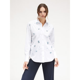 Motivi - Camicia over con ricamo di pietre - Bianco