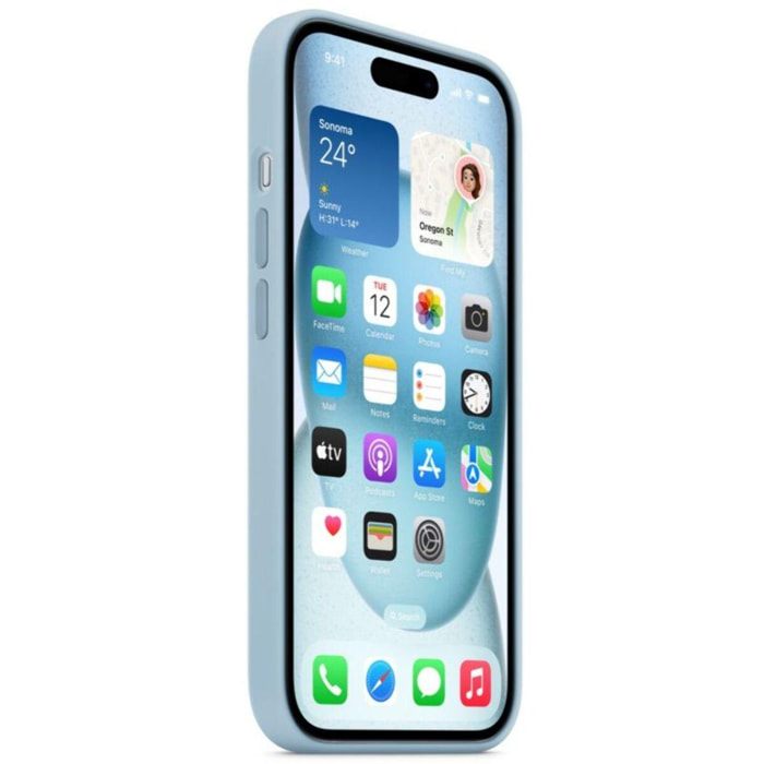 Coque APPLE Iphone 15 MagSafe silicone Bleu clair