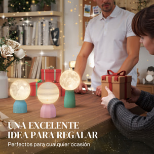 Juego de 3 Lámparas de Mesita de Noche 3D Lámparas de Mesa con 3 Colores Brillo Ajustable en 10 Niveles Conexión USB para Hogar Oficina Dormitorio Blanco