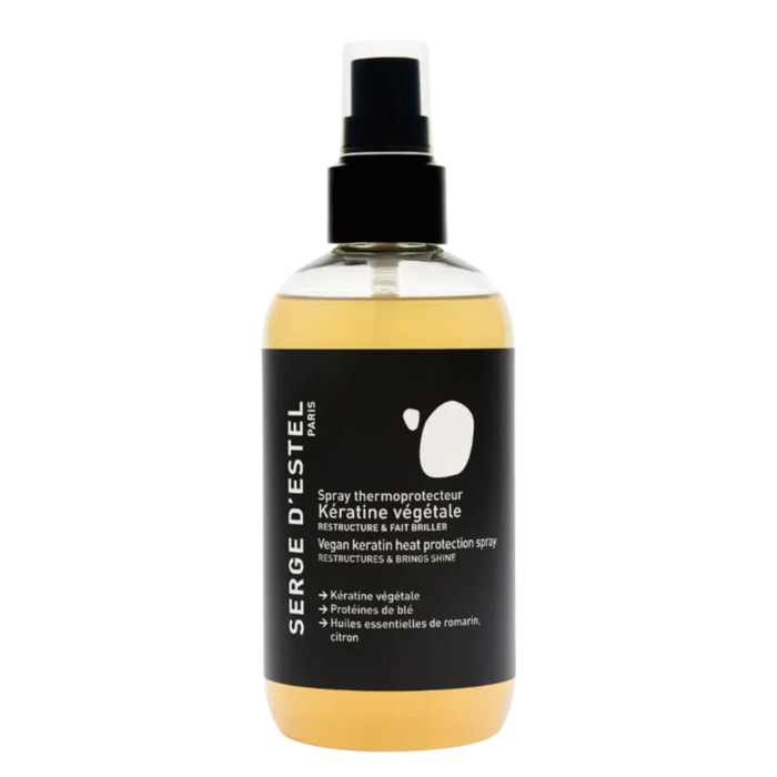Cheveux Abîmés et Sensibilisés - Spray Thermoprotecteur Restructurant à la Kératine Végétale
