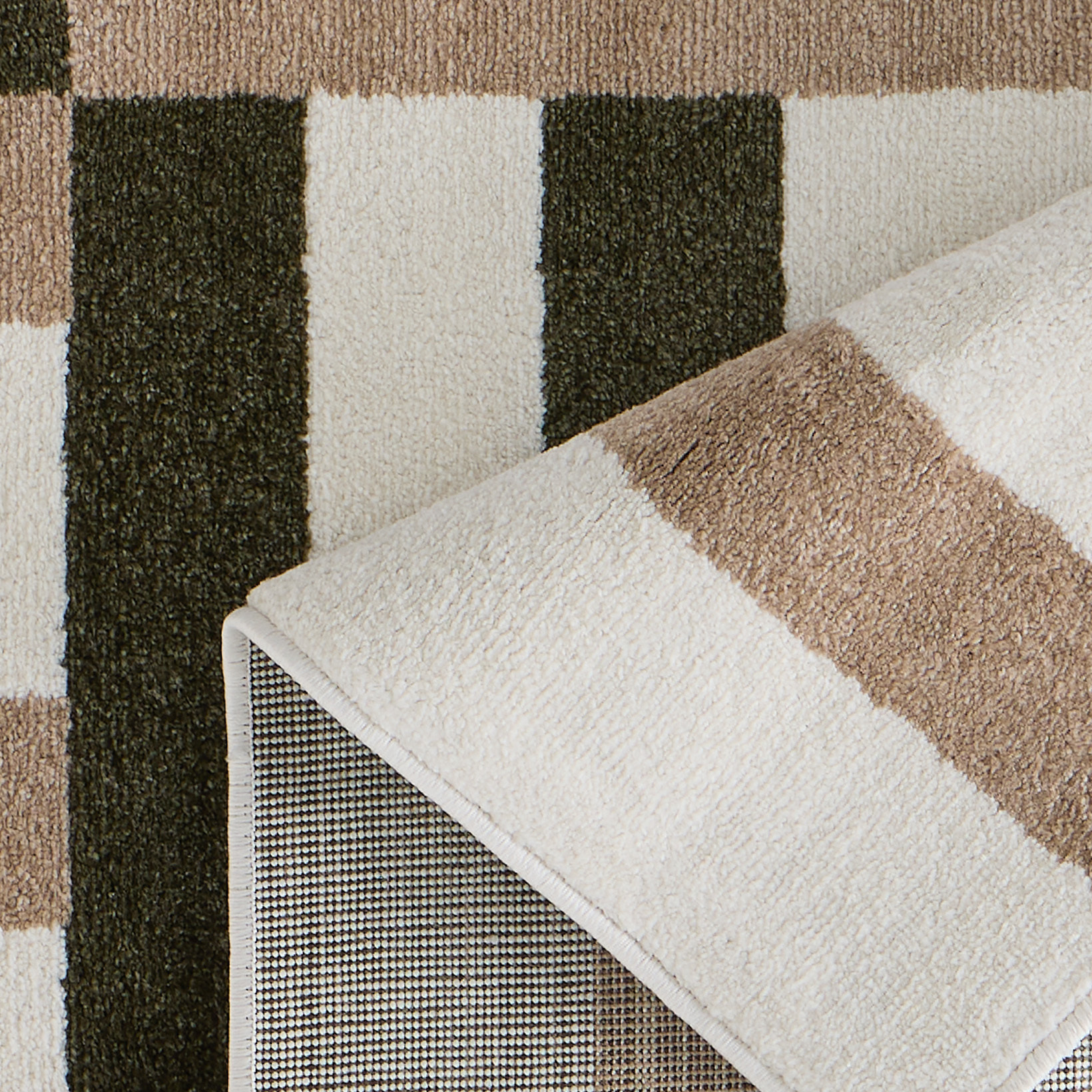 SANTAL - Tapis de salon vert à motif géométrique