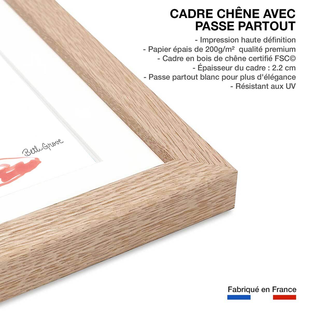 Affiche Sea breeze en aquarelle Affiche + cadre en bois - Chêne