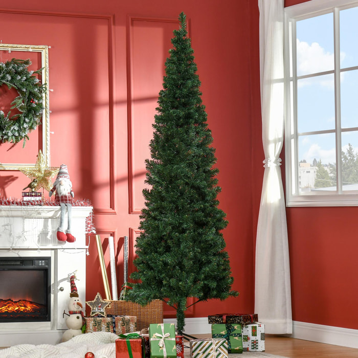 Árbol de Navidad Artificial 210 cm Ignífugo con 631 Puntas de Rama PVC y Soporte de Metal Decoración Navideña para Interiores Fácil de Montar Verde