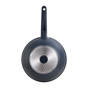 Wok 28x8.0cm aluminio fundido con tapa, inducción, colección indigo