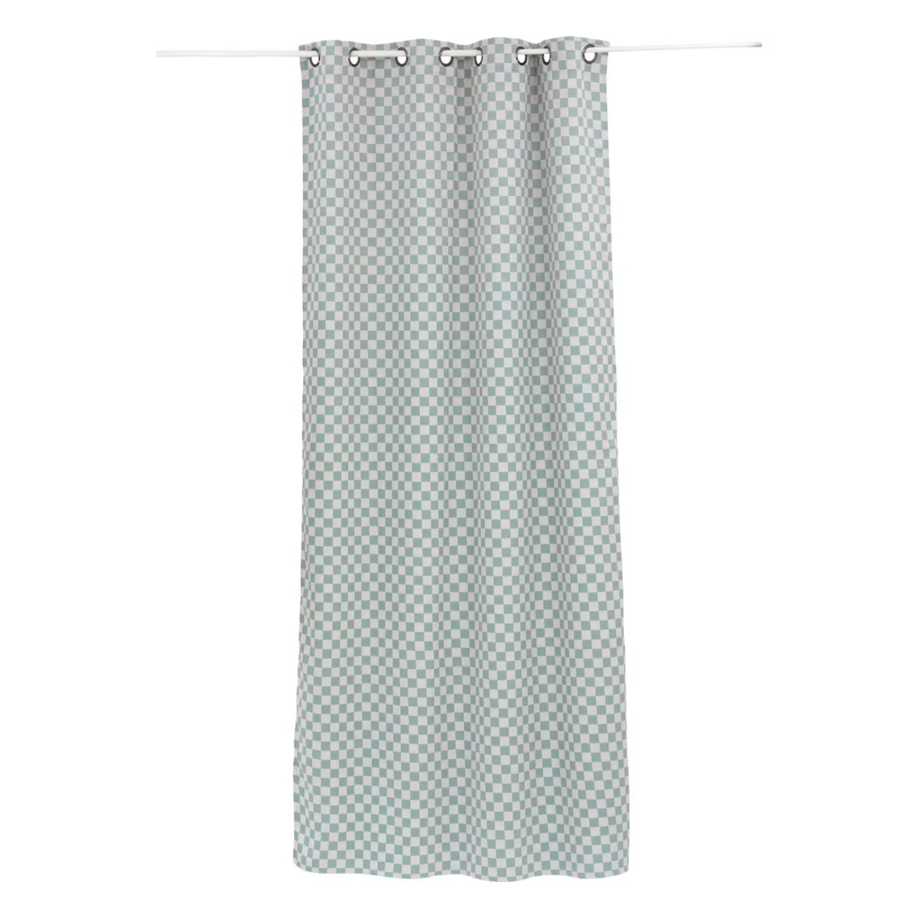 Rideau occultant enfant Billie 140x260cm motif damier gris et vert