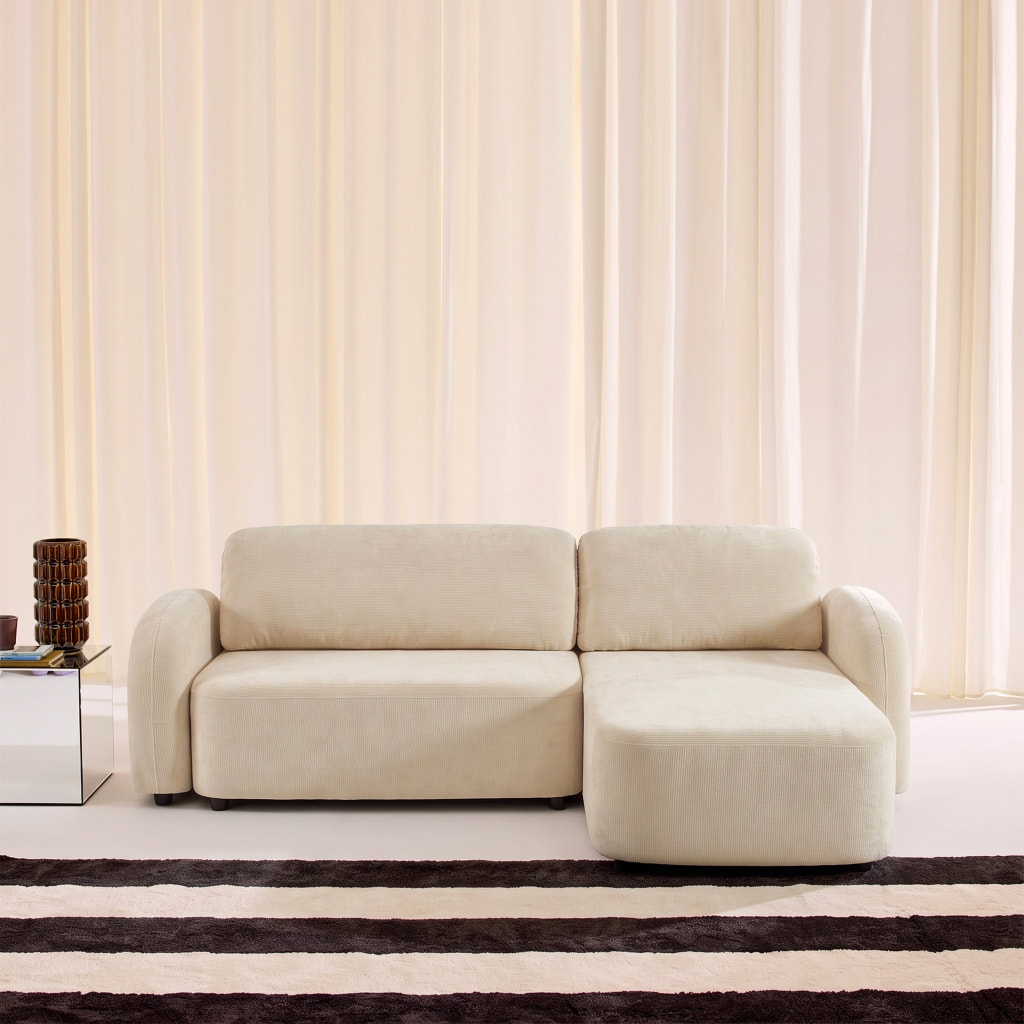 Canapé d'angle réversible convertible 3 places tissu avec coffre NOUMA