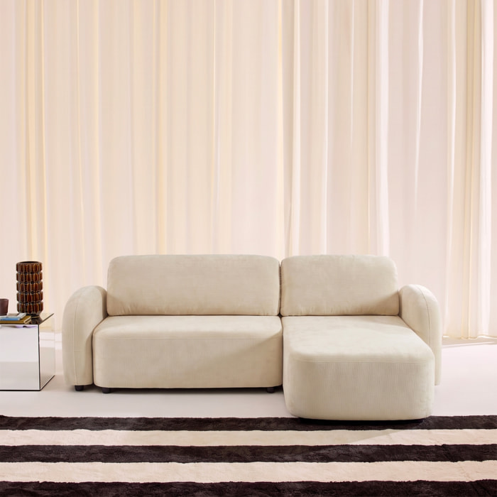 Canapé d'angle réversible convertible 3 places tissu avec coffre NOUMA