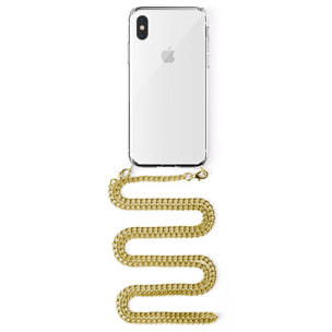 Carcasa transparente iPhone XS Max con colgante cadena metálica. Accesorio de moda, ajuste perfecto y máxima protección