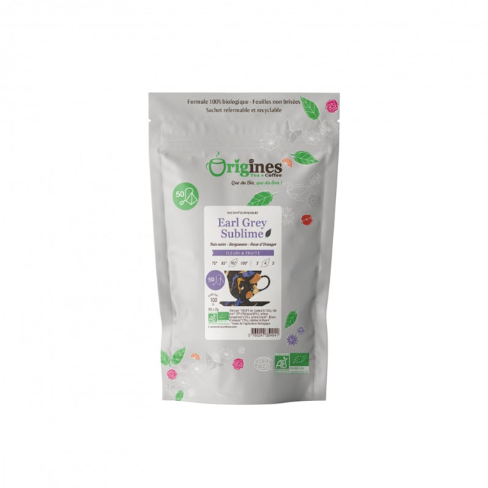 Earl Grey Sublime Bio - thés noirs Ceylan et Chine bergamote - Infusettes 50x2g