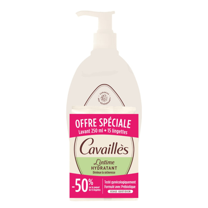 l'Intime Hydratant - Soin Lavant Naturel Hygiène Intime Sècheresse 250 ml + Lingettes x15