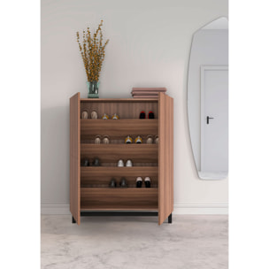 Zapatero melamina Volda nogal patas negro 112x90x27 cm