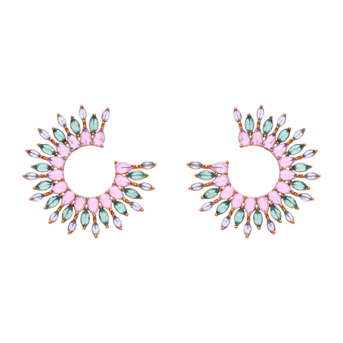 Pendientes de Cristal Multicolor acabados en oro amarillo de 18K