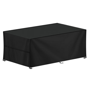 Funda rectangular para mesa de exterior en poliéster negro con bolsa de transporte