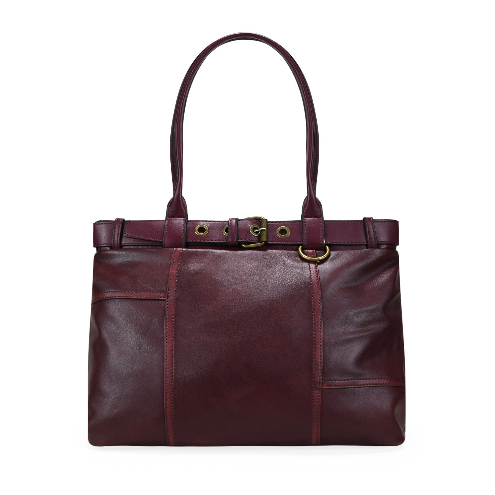 Bolso de hombro burdeos vintage con cinturón