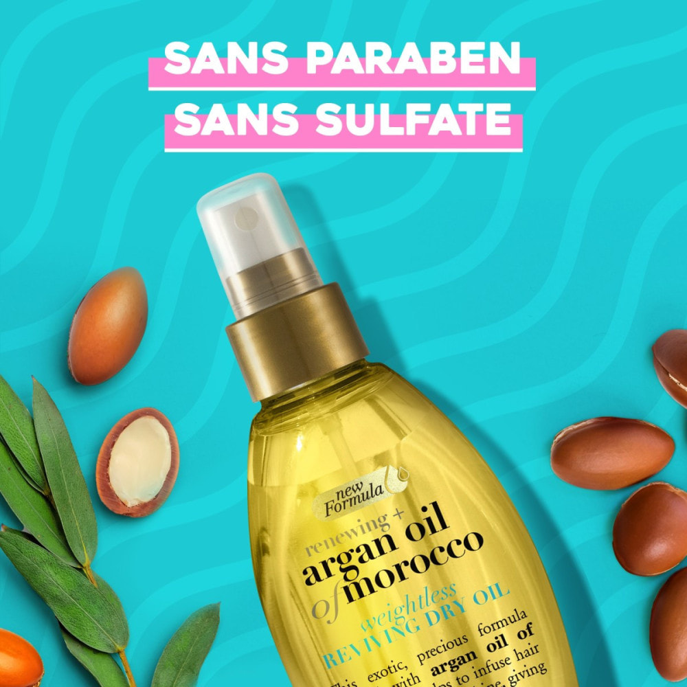 OGX Huile Sèche Huile d'Argan du Maroc, 118ml – Huile cheveux réparatrice contre les pointes fourchues et les frisottis – Soin c