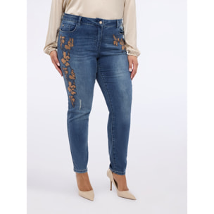 Fiorella Rubino - Jeans skinny con ricami floreali - Blu