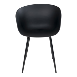 Set 2 sedie da pranzo Roda nera con struttura in metallo nero