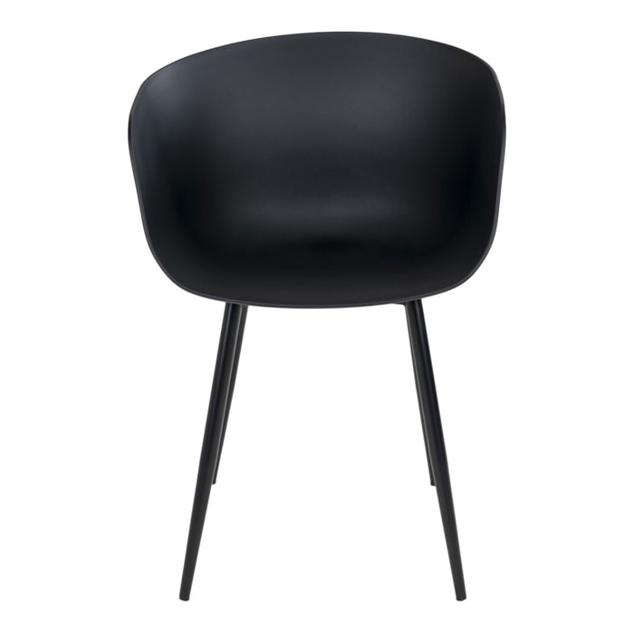 Set 2 sedie da pranzo Roda nera con struttura in metallo nero