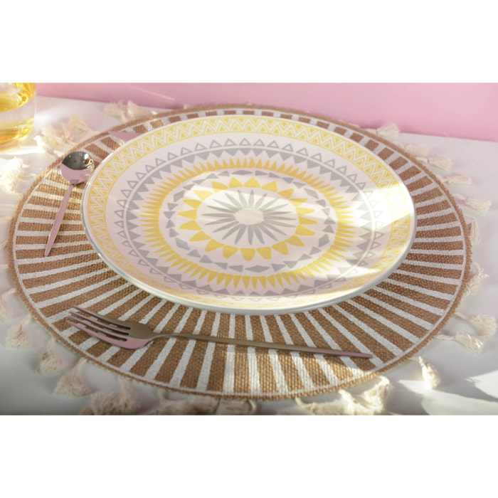 Lot de 6 ASSIETTE PLATE JAUNE - COACHELLA